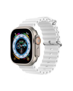 Dux Ducis Silicone Bracelet Strap (OceanWave Version) - силиконова каишка за Apple Watch 42мм, 44мм, 45мм, Ultra 49мм (бял)