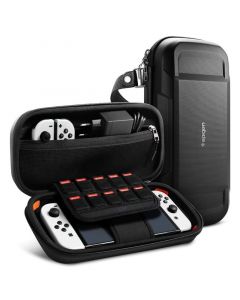 Spigen Rugged Armor Pro Pouch - твърд кейс (органайзер) за Nintendo Switch, Nintendo Switch OLED и аксесоари (черен)