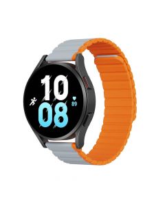 Dux Ducis Silicone Magnetic Strap 22mm (LD Version) - магнитна силиконова каишка за Samsung Galaxy Watch, Huawei Watch, Xiaomi, Garmin и други часовници с 22мм захват (сив-оранжев)