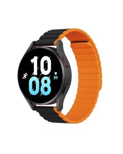 Dux Ducis Silicone Magnetic Strap 22mm (LD Version) - магнитна силиконова каишка за Samsung Galaxy Watch, Huawei Watch, Xiaomi, Garmin и други часовници с 22мм захват (черен-оранжев)