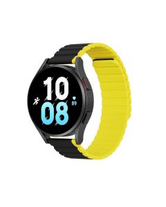 Dux Ducis Silicone Magnetic Strap 20mm (LD Version) - магнитна силиконова каишка за Samsung Galaxy Watch, Huawei Watch, Xiaomi, Garmin и други часовници с 20мм захват (черен-жълт)