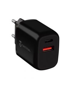 Tactical Base Plug Dual Fast Wall Charger 20W - захранване за ел. мрежа с USB-A и USB-C изходи и технология за бързо зареждане (черен)