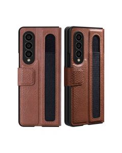 Nillkin Aoge Leather Flip Case - кожен калъф за Samsung Galaxy Z Fold5 (кафяв)