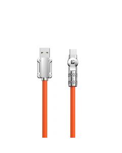 Dudao Angled USB-A to USB-C Cable 120W - здрав кабел с бързо зареждане за устройства с USB-C порт (100 см) (оранжев)