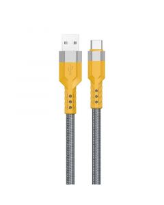 Dudao L23AC  USB-A to USB-C Cable 120W - здрав кабел с въжена оплетка с бързо зареждане за устройства с USB-C порт (100 см) (сив-жълт)