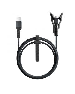Nomad Kevlar USB-A to Universal Cable v2 - здрав кевларен кабел за устройства с Lightning, microUSB и USB-C порт (150 см) (черен)