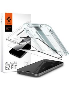 Spigen Glas.tR EZ Fit Full Cover Tempered Glass 2 Pack - 2 броя стъклени защитни покрития за дисплея на iPhone 15 (черен-прозрачен)