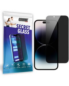 GrizzGlass SecretGlass Privacy Hybrid Screen Protector - хибридно защитно покритие с определен ъгъл на виждане за дисплея на iPhone 15 Pro Max (прозрачно)
