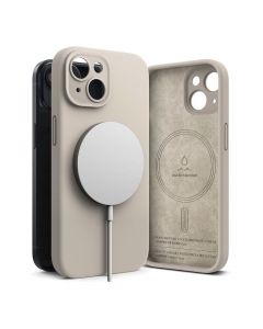 Ringke Liquid Silicone Magnetic Case - силиконов (TPU) калъф с MagSafe за iPhone 15 (бежов)