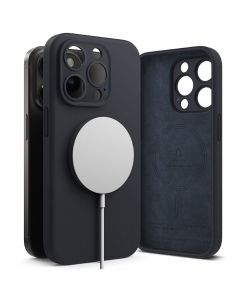 Ringke Liquid Silicone Magnetic Case - силиконов (TPU) калъф с MagSafe за iPhone 15 Pro Max (тъмносин)