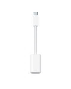 Apple USB-C to Lightning Adapter - оригинален адаптер от USB-C (мъжко) към Lightning (женско) за свързване на Apple устройства с USB-C порт (бял)