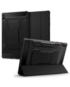 Spigen Rugged Armor Pro Case - хибриден удароустойчив кейс с поставка за Samsung Galaxy Tab S9 Plus (черен)