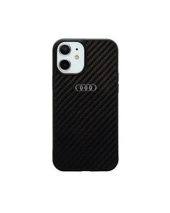 Audi Carbon Fiber Hard Case - дизайнерски карбонов кейс за iPhone 11, iPhone XR (черен)