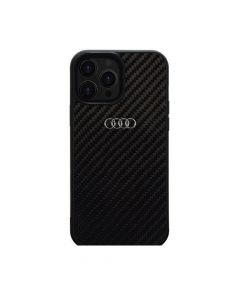 Audi Carbon Fiber Hard Case - дизайнерски карбонов кейс за iPhone 13, iPhone 13 Pro (черен)