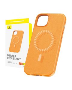 Baseus Fauxther Leather Magnetic Case - кожен кейс с MagSafe за iPhone 15 (оранжев)