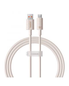 Baseus Habitat USB-A to USB-C Cable 100W - биоразградим USB кабел за устройства с USB-C порт (100 см) (розов)
