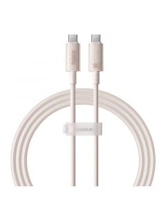 Baseus Habitat USB-C to USB-C Cable 100W - биоразградим USB кабел за устройства с USB-C порт (100 см) (розов)
