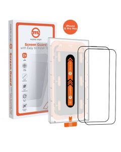 Mobile Origin Screen Guard Tempered Glass 2 Pack - 2 броя калени стъклени защитни покрития за дисплея на iPhone 15 Pro Max (черен-прозрачен)