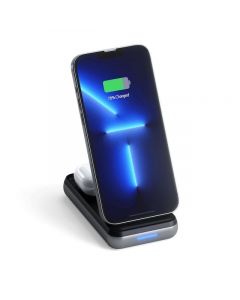 Satechi Duo Wireless Charger Power Stand 10000 mAh - безжична външна батерия за iPhone с MagSafe и Qi съвместими мобилни устройства (черен)