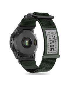 Tech-Protect Scout Watch Strap - изключително здрава текстилна каишка за Garmin Fenix 7X, Fenix 6X Pro, Fenix 6X, Fenix 5X Plus, Fenix 3HR, Fenix 3 (зелен)