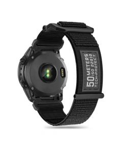 Tech-Protect Scout Watch Strap - изключително здрава текстилна каишка за Garmin Fenix 7X, Fenix 6X Pro, Fenix 6X, Fenix 5X Plus, Fenix 3HR, Fenix 3 (черен)