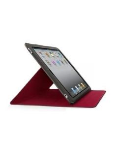 Belkin Slim Folio - кожен кейс и поставка за iPad 4, iPad 3, iPad 2 (черен-червен)