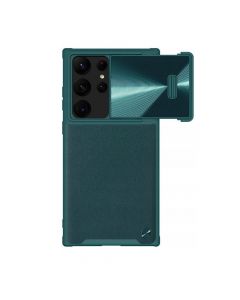 Nillkin CamShield Leather S Case - хибриден удароустойчив кожен кейс за Samsung Galaxy S23 Ultra (зелен)