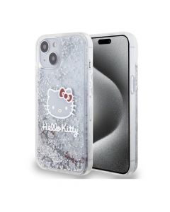 Hello Kitty Liquid Glitter Electroplating Head Logo Case - дизайнерски кейс с висока защита за iPhone 12, iPhone 12 Pro (прозрачен-сребрист)
