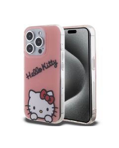 Hello Kitty IML Daydreaming Logo Case - дизайнерски силиконов кейс за iPhone 15 Pro (розов)