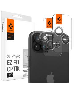 Spigen Optik Pro tR Ez Fit Lens Protector 2 Pack - 2 комплекта предпазни стъклени лещи за камерата на iPhone 15, iPhone 15 Plus, iPhone 14, iPhone 14 Plus (прозрачен)