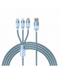 Baseus StarSpeed 3-in-1 USB-A Cable (CAXS000017) - универсален USB-A кабел с Lightning, microUSB и USB-C конектори (120 см) (син)