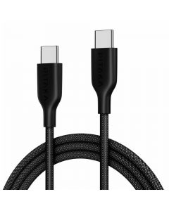 Pitaka Flex Braided USB-C to USB-C Cable 60W - кабел с въжена оплетка и бързо зареждане за устройства с USB-C порт (120 см) (черен)