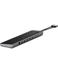 Satechi Dual Dock Stand with NVMe SSD Enclosure - мултифункционален хъб за свързване на допълнителна периферия за MacBook и лаптопи с USB-C портове (сив)