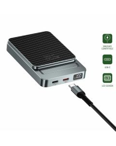 4smarts OneStyle MagSafe PowerBank 5000 mAh - преносима външна батерия с 2xUSB-C порта и безжично зареждане с MagSafe (кевлар)