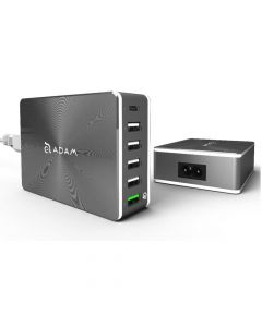 Adam Elements Omnia PA601 Desktop Charging Station 81W - захранване за ел. мрежа за лаптопи, смартфони и таблети с 5xUSB-A и 1xUSB-C изходи с технология за бързо зарежданe (сив)