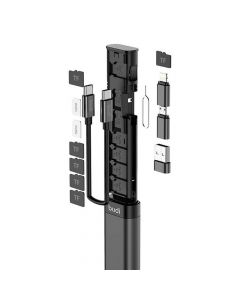 Budi 9-in-1 Multifunctional Storage Box - мултифункционален комплект USB-C адаптери и USB-C към USB-C кабел (черен)