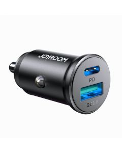 Joyroom Dual USB-A & USB-C Fast Car Charger 30W - зарядно за кола с USB-A и USB-C изходи и технология за бързо зареждане (черен)
