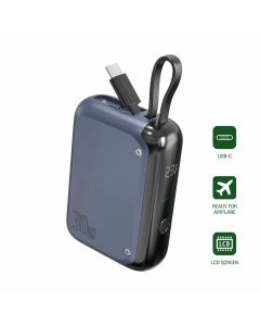 4smarts Power Bank Pocket 10000 mAh 30W - външна батерия с вграден USB-C кабел и USB-C изход с технология за бързо зареждане (син)