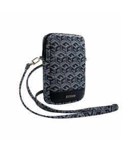 Guess PU Grained 4G Metal Logo Wallet Phone Zipper Bag - дизайнерска чанта (органайзер) за мобилни устройства и аксесоари (черен)