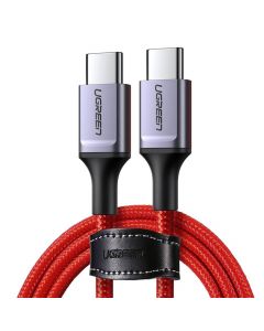 Ugreen USB-C to USB-C Cable 60W - кабел с въжена оплетка за устройства с USB-C порт (100 см) (червен)
