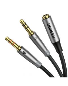 Ugreen AV193 Audio Splitter Cable Mic And Headphones - аудио разклонител (сплитер) за мобилни устройства с 3.5 мм стерео-жак (20 см) (черен)