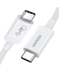 Ugreen USB4 USB-C to USB-C Cable, 8K, 100W, 40Gbps - USB4 кабел за устройства с USB-C порт (80 см) (бял)