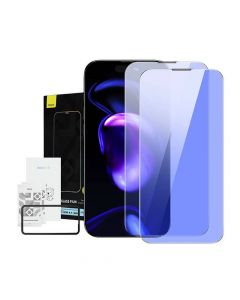 Baseus Full Coverage Anti Blue Light Dust Proof Tempered Glass Film Set (SGBL120302) - стъклено защитно покритие за целия дисплей на iPhone 14 Pro Max (прозрачен) (2 броя)