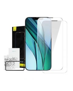 Baseus Crystal Dust Proof Tempered Glass Set (SGJC040202) - 2 броя стъклени защитни покрития за дисплея на iPhone 14 Plus, iPhone 13 Pro Max (прозрачен)