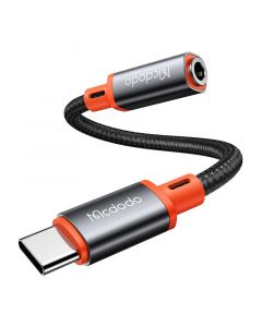 Mcdodo USB-C Male to 3.5mm Female Audio Adapter - активен кабел USB-C мъжко към 3.5 мм женско за устройства с USB-C порт (11 см) (черен)