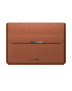 INVZI Vegan Leather Sleeve With Stand Function - кожен кейс с поставка за MacBook Pro 16 M2 (2023), MacBook Pro 16 M1 (2021), MacBook Air 15 M2 (2023) (кафяв)