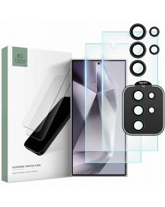 Tech-Protect Supreme Protection Set - комплект 2 броя стъклено защитно покритие за дисплея и стъклено защитно покритие за камерата на Samsung Galaxy S24 Ultra (прозрач