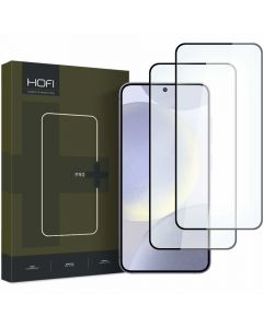 Hofi Glass Pro Plus Tempered Glass 2.5D 2 Pack - 2 броя калени стъклени защитни покрития за дисплея на Samsung Galaxy S24 Plus (черен-прозрачен)