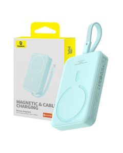 Baseus Magnetic Mini Wireless Charging Power Bank 10000 mAh 30W (P1002210B333) - преносима външна батерия с USB-C порт и безжично зареждане с MagSafe (син)