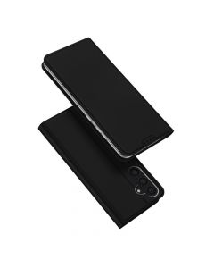 Dux Ducis Skin Pro Case - кожен калъф с поставка и отделение за кр. карти за Samsung Galaxy S24 (черен)
